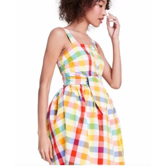 Christopher John Rogers x Target Multicolor Check Gingham Midi Dress Size 12 - Picture 2 of 8